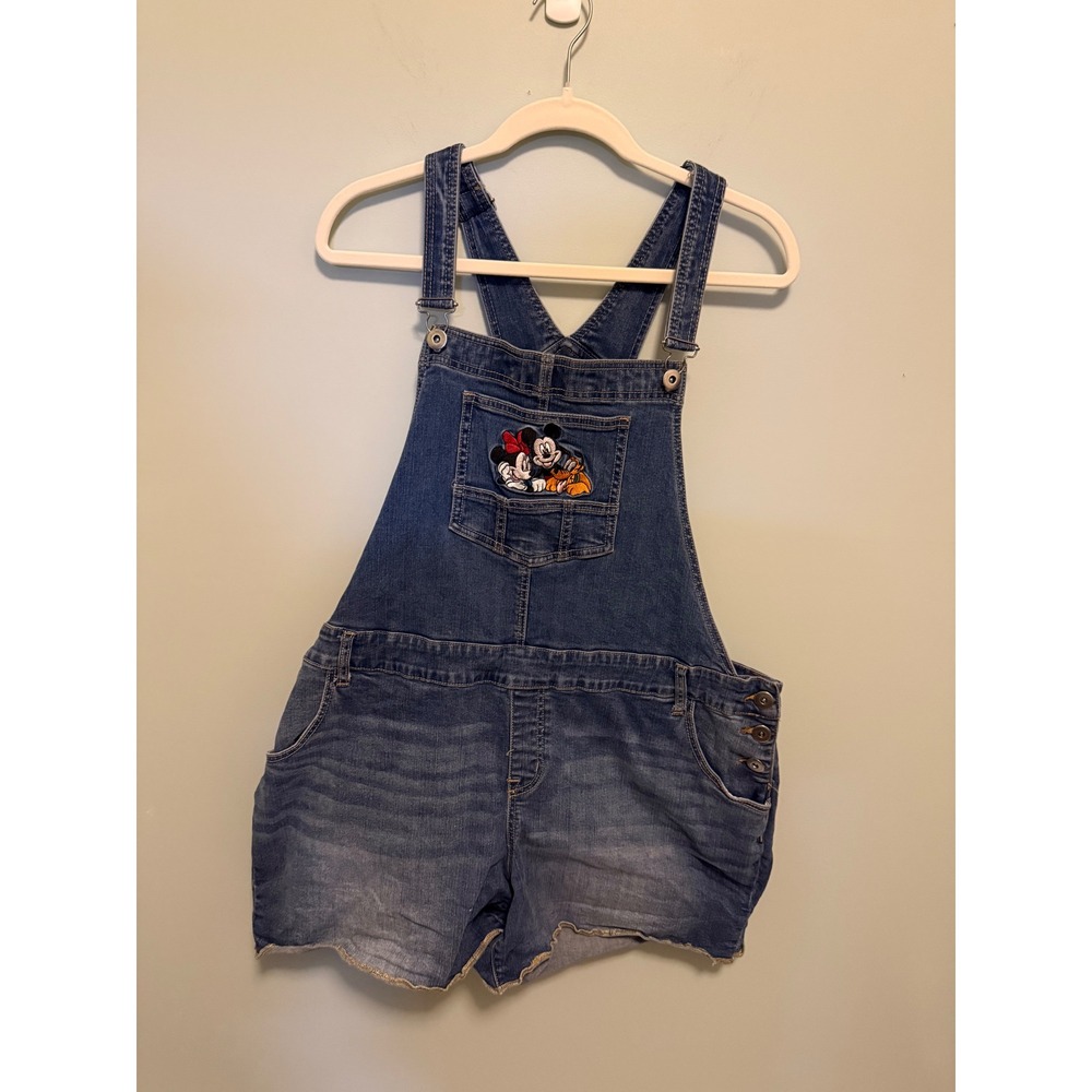 Disney Mickey Minnie Mouse Denim Shortalls Plus Size 20 Medium Wash Overalls